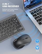 TECKNET Mini Wireless Keyboard and Mouse Set 2.4G Nano Receiver Grey view 2