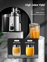 FOHERE Centrifugal Juicer 900W, 3” Feed Chute, 3 Speed, Silver view 4