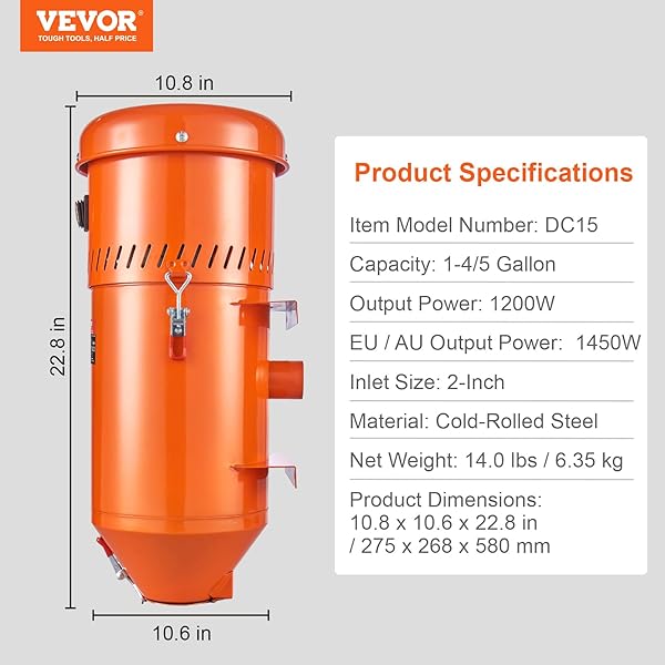 DUST COLLECTION SYSTEM: 1.6-HP DUST COLLECTOR MEDIA RECLAIMER WITH 1.8 GALLON CAPACITY – UNIVERSAL FIT FOR SANDBLASTER CABINETS AND MEDIA BLASTERS