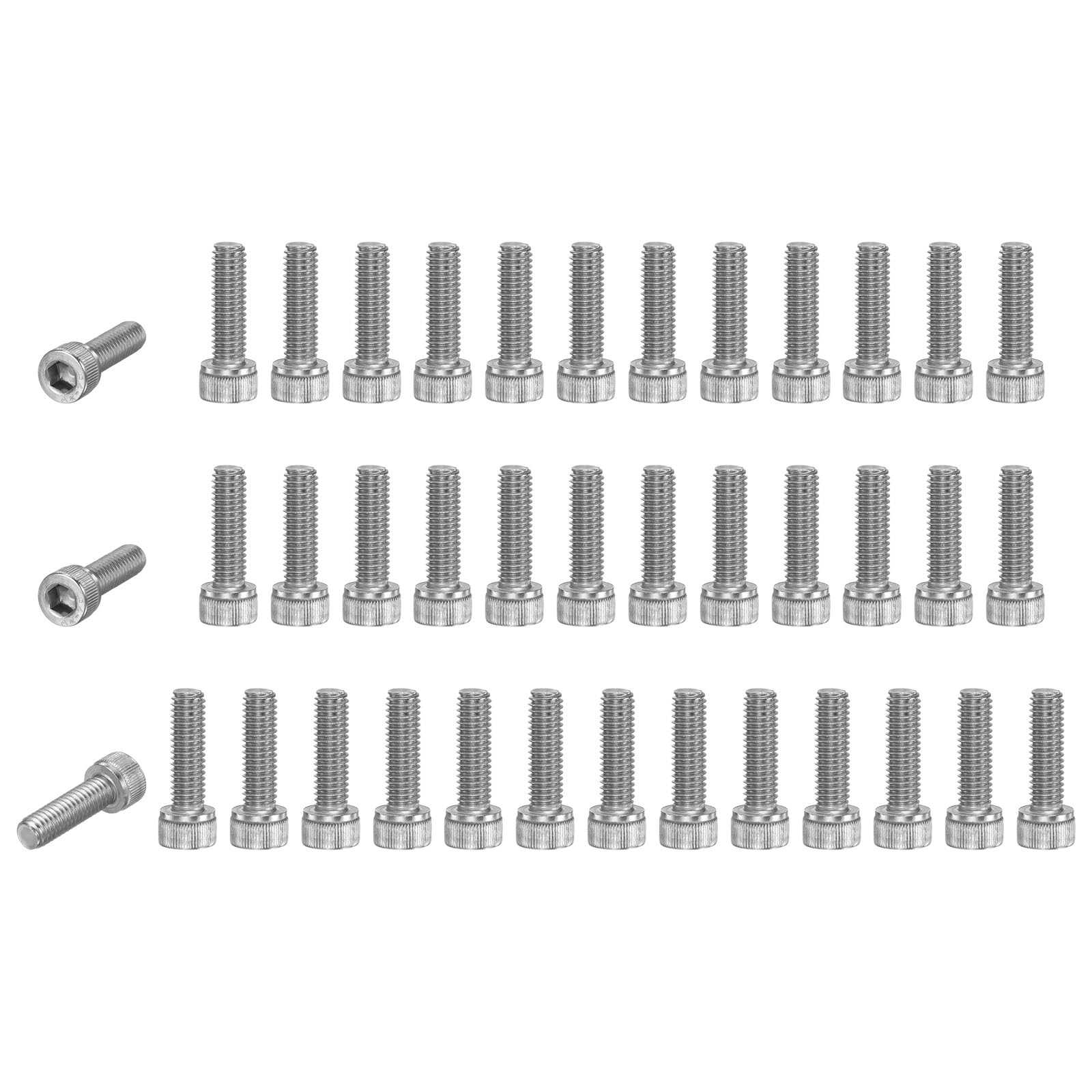 M METERXITY 40-Pack Socket Head Cap Screws Bolts M6x20mm 1mm Pitch Button Head Socket Screws 304 Stainless Steel Hex Socket Bolts [Silver]