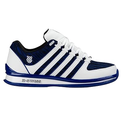 blue and white k swiss