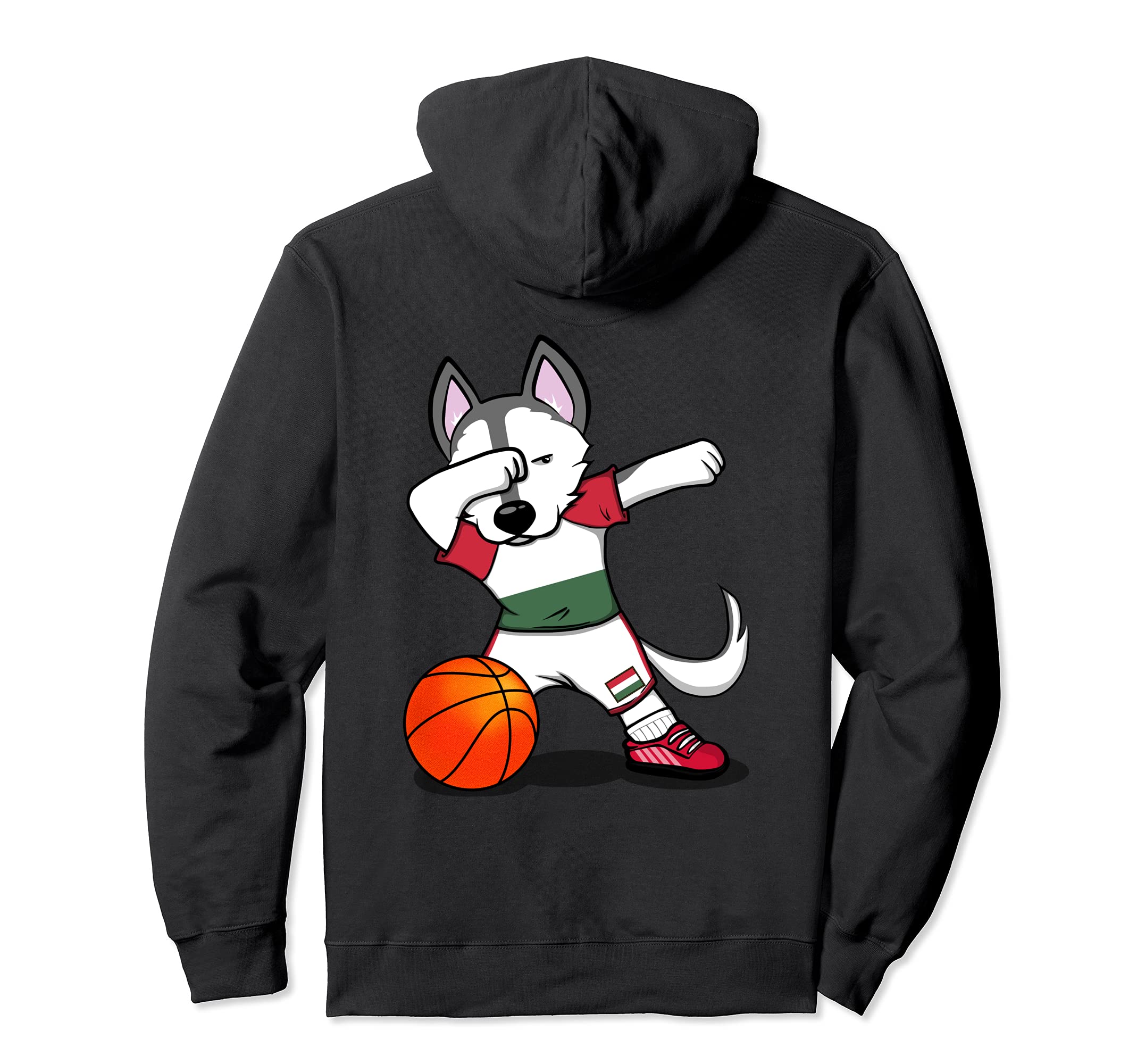 Dabbing Husky Hungary Basketball Fans Jersey Hungarian Flag Pullover Hoodie