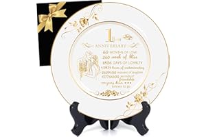 SHUNNIUB 1st Anniversary Commemorative Plate, Meaningful Wedding Gifts for Couple Girlfriend Boyfriend, Paper Wedding Gifts Celebrating 1st Anniversary