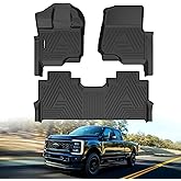 All Weather Floor Mats for 2017-2026 Ford F250/F350/F450 SuperCrew Cab with Rear Under Seat Storage, TPE Rubber Floor Liners Anti-Slip Full Set Automotive Mats for 2024 2025 F250/F350/F450 Accessories