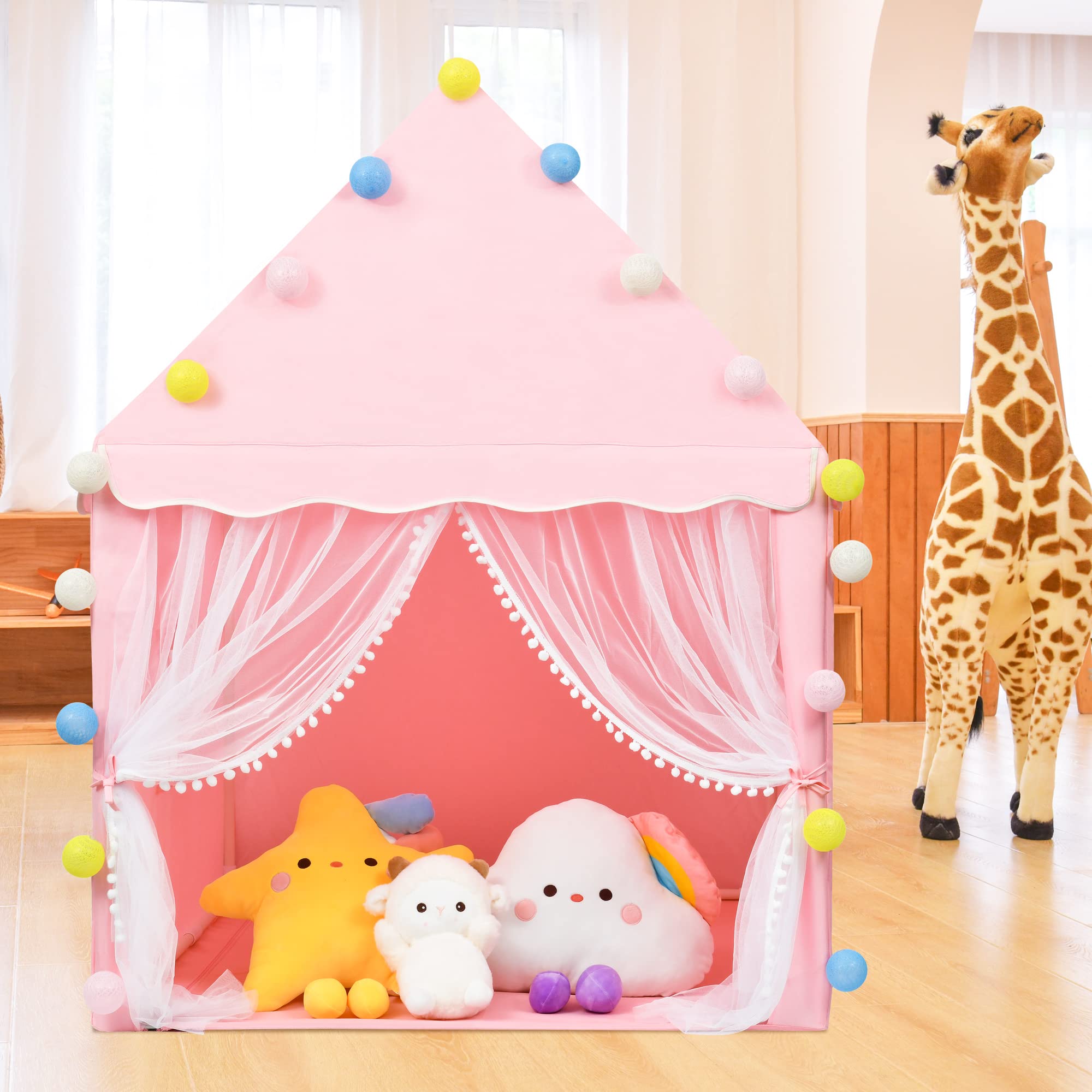 SIFREAW Foldable Kids Play Tent Canvas Children Tent Large Kids Playhouse, Indoor Outdoor Play Tent for Girls & Boys