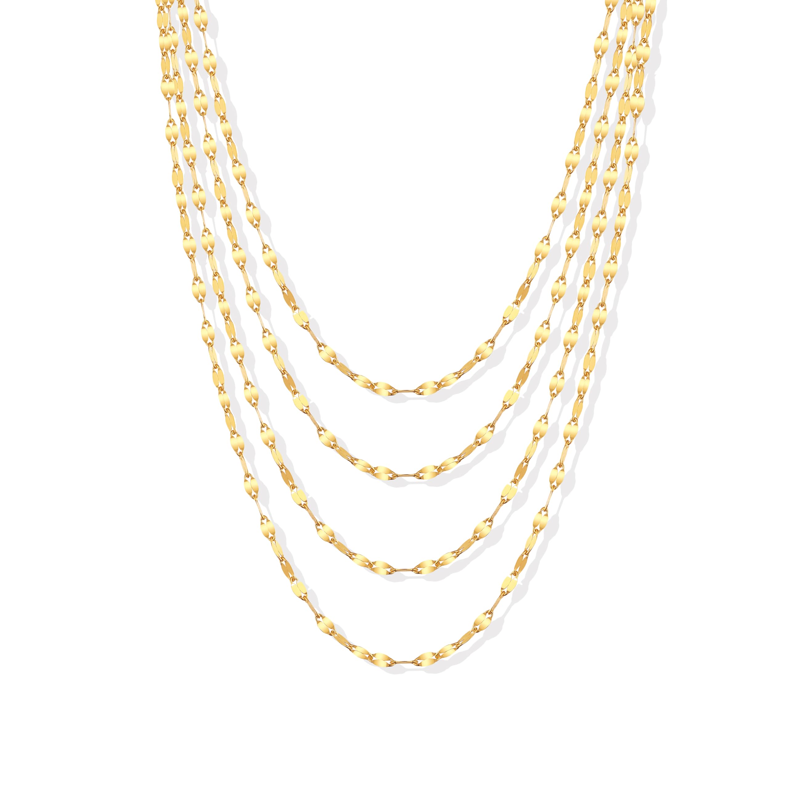 Photo 1 of SKENUDY Layered Gold Necklaces for Women Waterproof Non Tarnish,Thin Stainless Steel Chain Dainty Necklaces Stack 4PCS Set