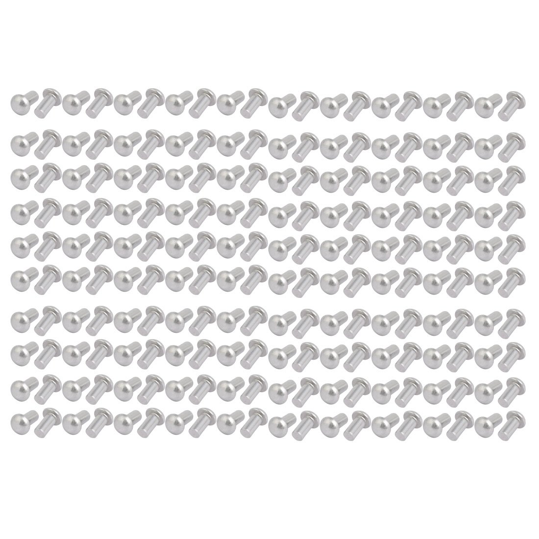 Sourcingmap 200pcs M4 x 8mm Aluminum Half Round Head Solid Rivet Fastener Silver Tone