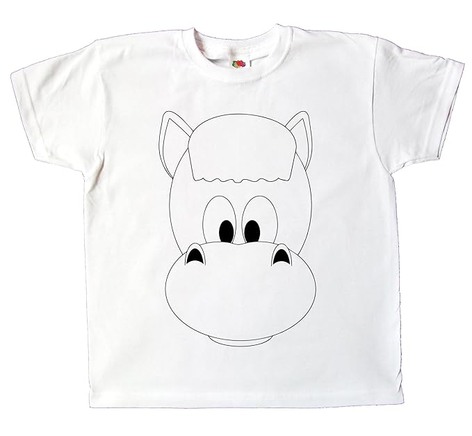 Kinder T-Shirt Pferd Comic zum bemalen und ausmalen mit Vordruck Spiel zum Kindergeburtstag Kindergarten für Jungen und Mädch