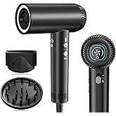 2026 Hair Dryer, 200,000 RPM Professional High Speed Blow Dryer with Diffuser for Women, 1200M Negative Ionic Hair Dryer with Brushless Motor, Low Noise Hair Blow Dryer for Home Travel Salon, Black