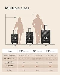 LUGGEX 3 Piece Luggage Sets with Spinner Wheels