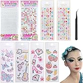 1720Pcs Resin Jelly Rhinestones with Tweezers for Crafting, Mixed-Color 6mm Flatback Self-Adhesive Gems, Bedazzling Crystal Without Glue for DIY Crafts Clothing Tumblers Shoes Nail Art (1720)