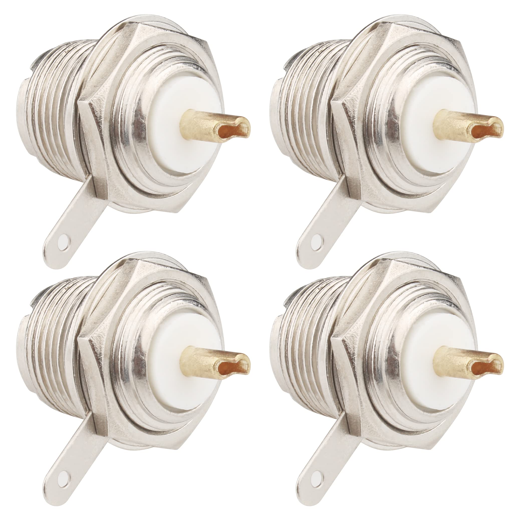 Fanbalunke SO239 Bulkhead Connector 4 Pcs PL259 bulkhead Adapter UHF PL259 Female Nut Bulkhead Panel Mounting Straight Socket with UHF Handle Deck Clip Solder Post Coaxial Adapter Plug