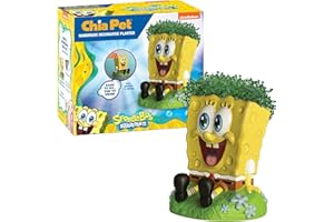 Chia Pet Spongebob with Seed Pack, Decorative Pottery Planter, Easy to Do and Fun to Grow, Novelty Gift, Perfect for Any Occasion