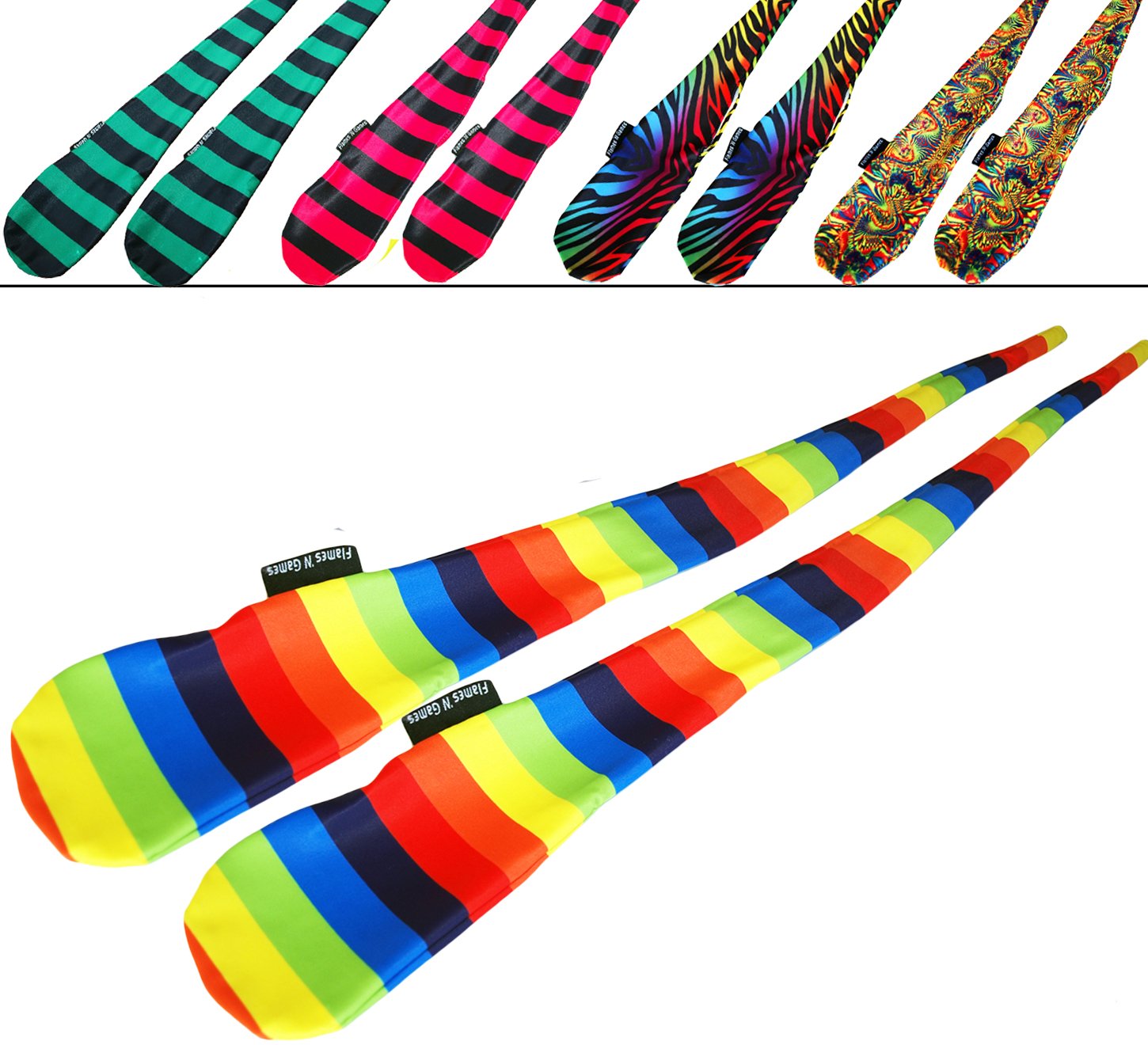 Flames 'N Games FUNKY® Sock Poi Set (5 Designs) Pro Poi Spinning Socks AKA Tube Poi (Jail-Girl)