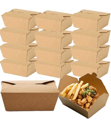Kraft Paper Disposable Food Container And Lids Takeaway Box Restaurants & Café