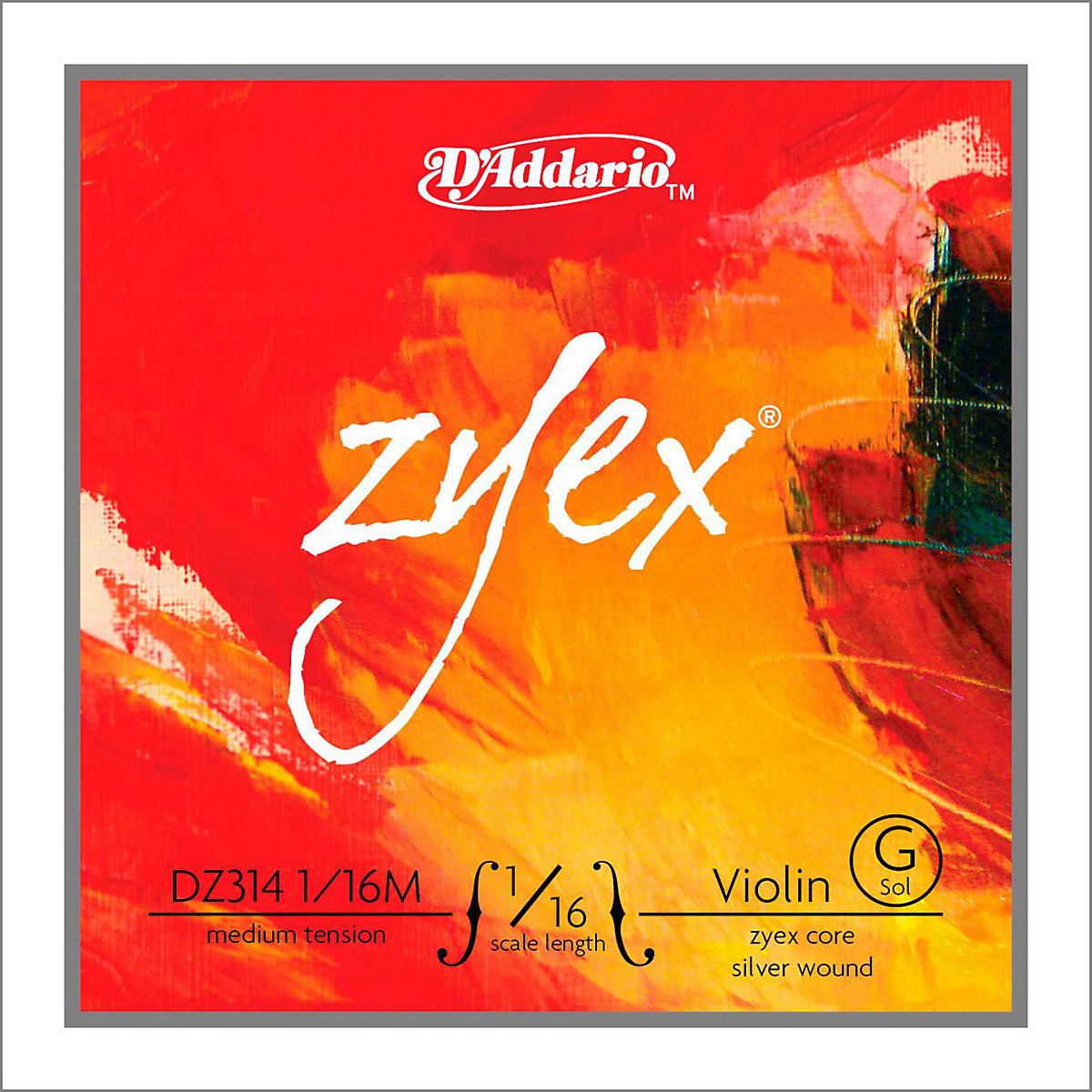 D'Addario Zyex Violin Single G String, 1/16 Scale, Medium Tension
