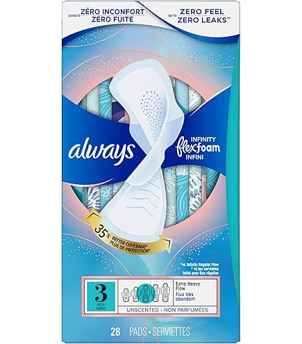 Always Infinity with FlexFoam Pads, Size 5, Extra Heavy Overnight