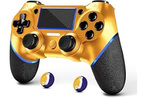 AceGamer Wireless Controller for PS4, Custom Basketball Design V2 Gamepad Joystick for PS4 with Non-Slip Grip of Both Sides and 3.5mm Audio Jack! (Dark-Gold Basketball)
