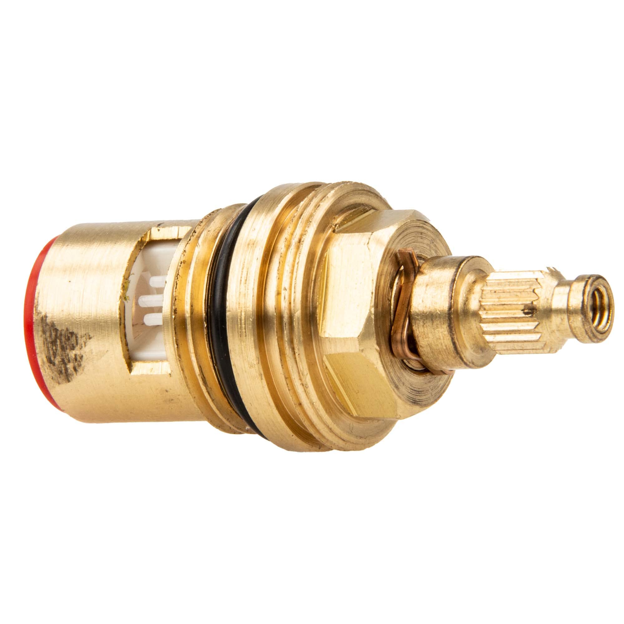 tecuro Ceramic Upper Valve Top for Two-Handle Fittings, 1/2 Inch, 90° Rotation, Left Closing, Brass, 25535