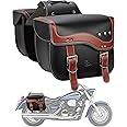 KEMIMOTO Motorcycle Saddlebags, 30L Large Capacity Saddle Bags Motorcycles, PU Leather Motorcycle Luggage Bag for Sportster Softail Dyna V-star Shadow, Universal Motorcycle Accessories, Brown