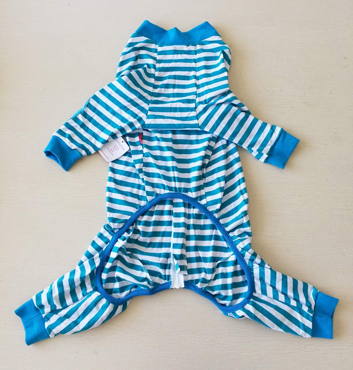Large Dog Clothes,Dog Pajamas Flexible Breathable Zipper Soft Cotton Striped Dog Jumpsuit Costume Apparel for Medium Dogs Large Dogs (6-Back length-50cm - Image 5