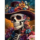 5D Day of The Dead Man Gothic Skull Diamond Art 12x16 Inch Full Drill Diamond Painting Kits for Adults & Beginners - DIY Art Crafts for Relaxation and Home Wall Decor 1