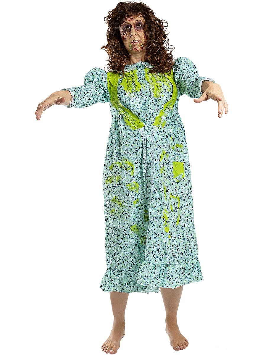 Funidelia | Girl from The Exorcist Costume for woman Exorcist girl, Father Karras, Horror - Costumes for adults, accessory fancy dress & props for Halloween, carnival & parties - Size XL - Blue