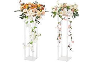 VEVOR 2PCS 31.5inch/80cm High Wedding Flower Stand, with Acrylic Laminate,Acrylic Vase Column Geometric Centerpiece Stands, F