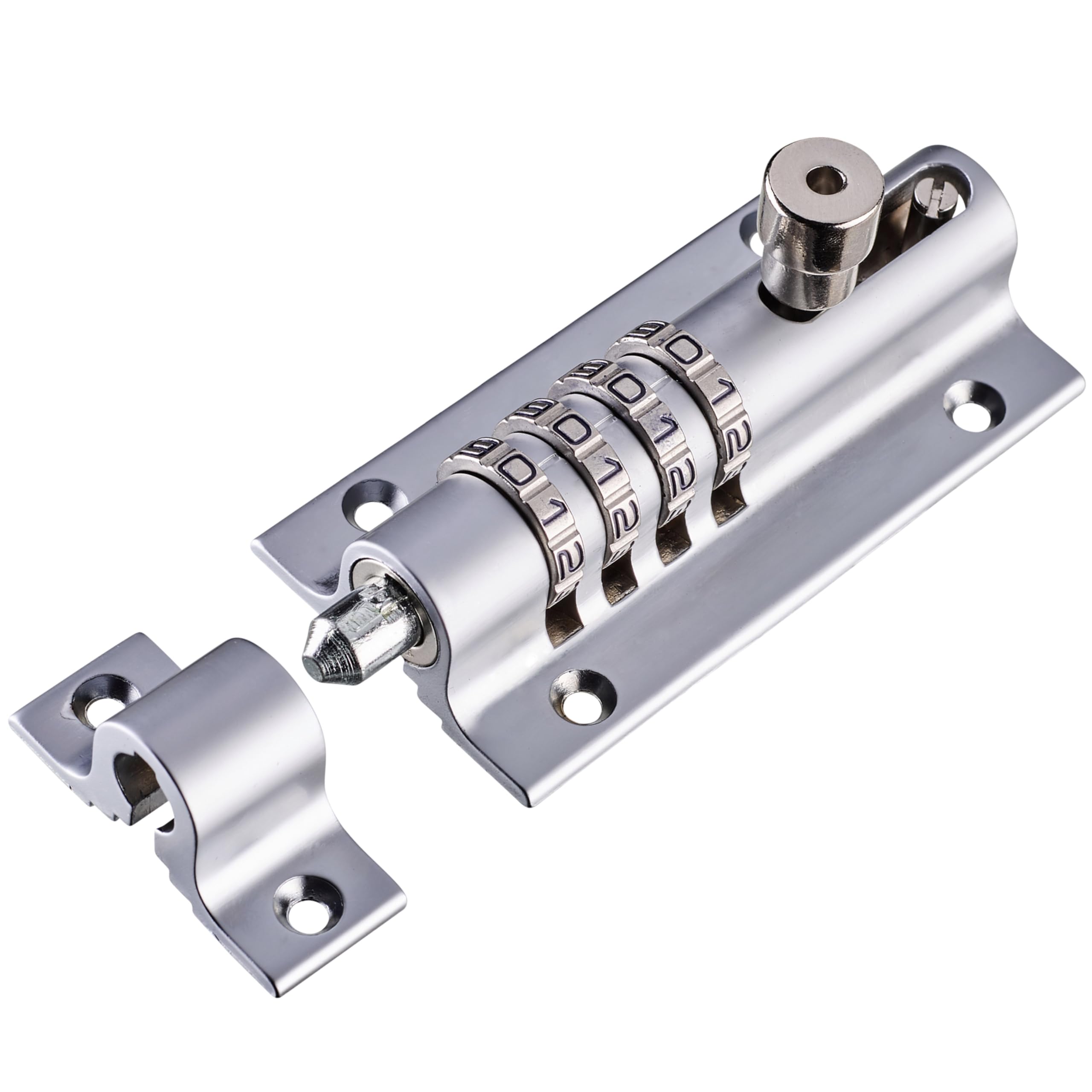 Squire Combi Bolt Door Lock (COMBI4) - 4 Wheel Combination Locking Bolt - Weatherproof Die Cast Body - Tamper Proof Slide Bolt - High Security Gate Lock for Home & Garages (Chrome, 120 mm)