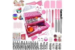 Xnytong Cake Decorating Kit - 359-Piece Piping Bags & Tips Set with 60 Piping Tips, Multi-Purpose 3-Layer Toolbox with Tray