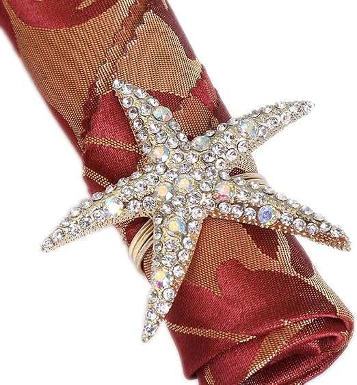 SET OF 2 CRYSTAL RHINESTONE DIAMOND NAPKIN RING HOLDERS ROSE