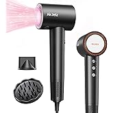 Hair Dryer, 160,000 RPM High-Speed Ionic Blow Dryer for Fast Drying, Professional Lightweight Hairdryer with Diffuser, Magnetic Nozzle, 4 Temps & 2 Speeds, Low Noise for Travel - Black