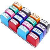 16 Pcs Office Stamps Set, Paid Copy Scanned Entered Received Stamp | Faxed Void For Deposit Only Stamp and More with Storage Tray, Message Self Inking Rubber Stamp Kit for Business Supplies
