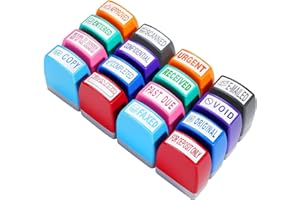 Xhoiqua 16 Pcs Office Stamp Set, Message Self Inking Rubber Stamps for Business, Paid Copy Scanned Entered Faxed Void Stamp a