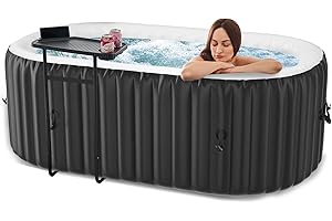 LILYPELLE 1-2 Person Inflatable Hot Tub, 75" X 47" X 25" Oval Portable Hot Tub with 100 Bubble Jets, Large Outdoor Spa Bathtub Set Included Heater Pump, Filter and Insulated Cover