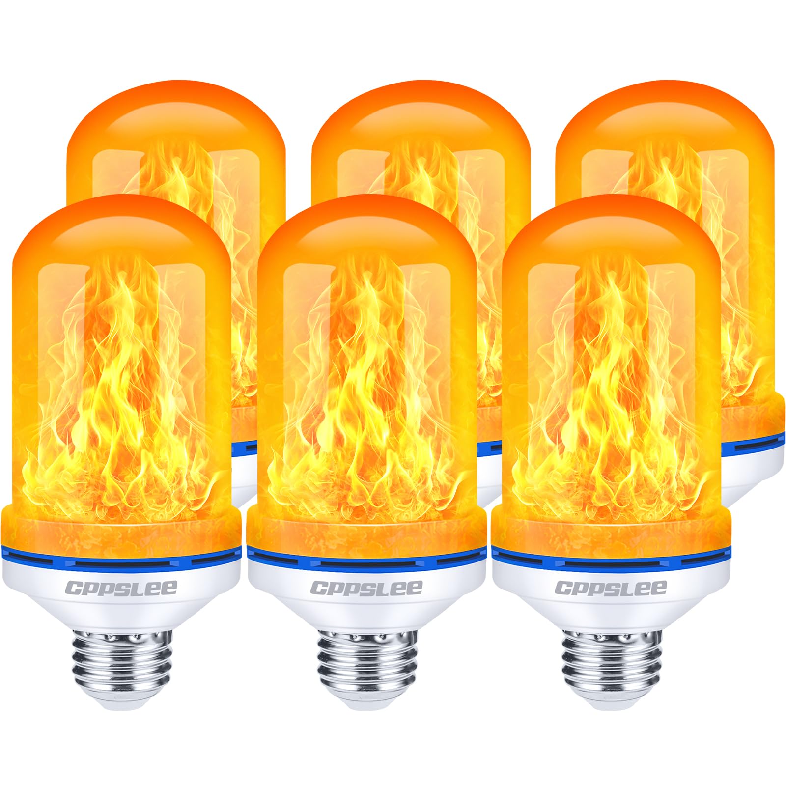 Photo 1 of CPPSLEE Upgraded LED Flame Light Bulbs, 4 Modes Flickering Light Bulbs, E26 Base Fire Flame Bulb for Halloween Decorations Outdoor, Christmas Lights Patio Indoor Home Decor (Yellow, 6 Pack)