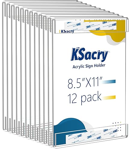6-Pack Acrylic Wall Sign Holders 5x7 - Horizontal Clear Document Frames With Adhesive Tape