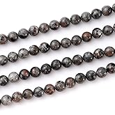6mm 60pcs DIY Natural Flame Stone Yooperlite Beads Round Healing Crystal Gemstone Loose Beads for Jewelry Making Handmade Bracelet Necklace
