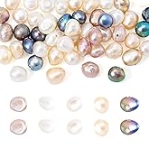 Pandahall 50Pcs Colors Freshwater Pearl Beads Genuine Real Cultured Pearls Baroque Pearl Beads Dyed Oval Natural Loose Pearls 5-6mm for Earring Bracelet DIY Jewelry Making