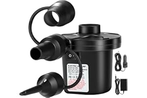 AearKing Air Mattress Pump, Portable Air Pump for Inflatables, 5kPa Electric Air Pumps with 3 Nozzles,Quick-Fill Air Pump 110V AC/12V DC, Inflator Deflator Pumps for Inflatable Pool Floats,Air Bed