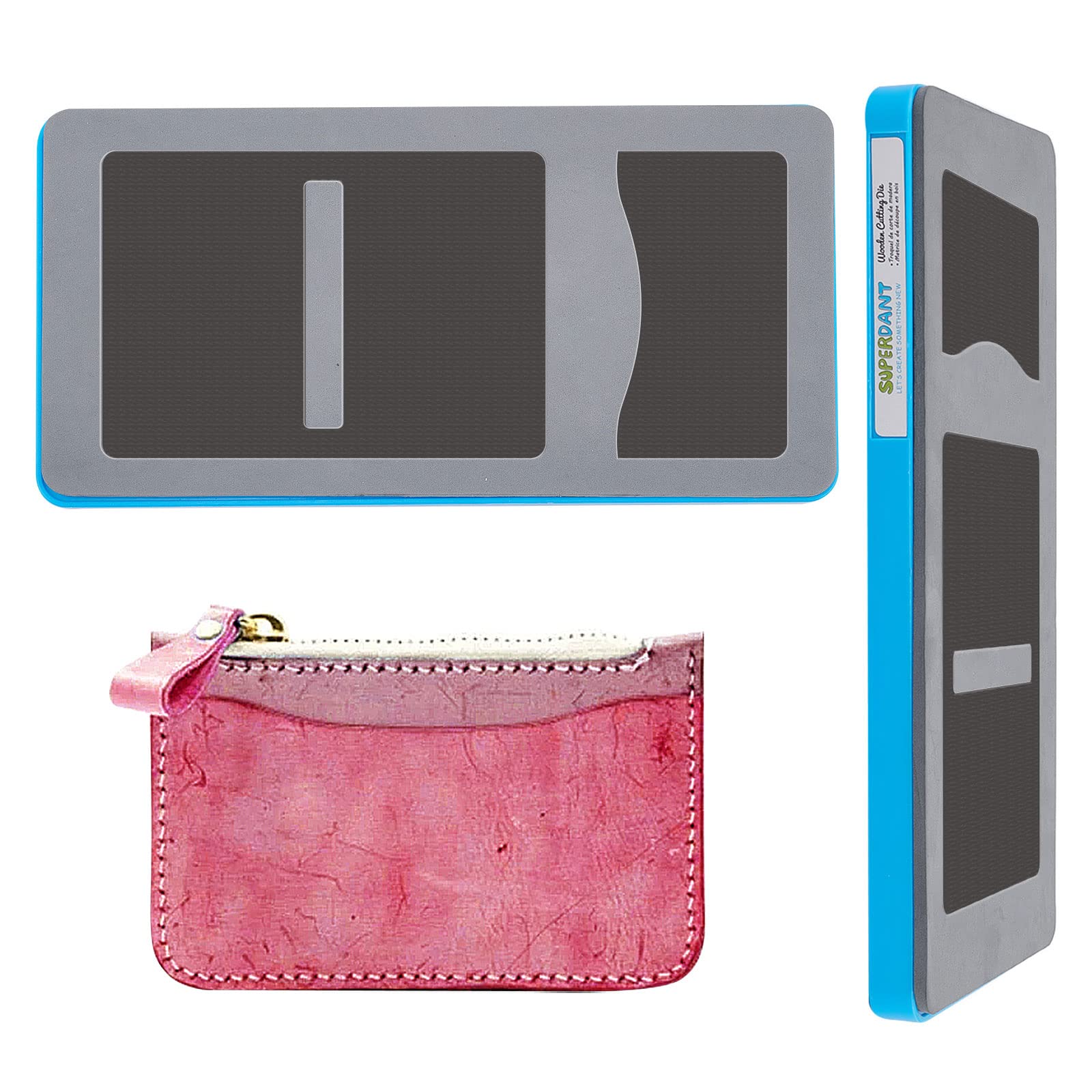 SUPERDANT Leather Coin Purse with Card Holder Cutting Dies Vintage Leather Slim Leather Card Case Holder Die Cuts Wallet Purse Die Cutter DIY Machine Leather Card Organizer for Men & Women