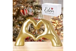 Xmeden Christmas Decorations, Gold Decor for Living Room Bedroom Bookshelf Coffe Table, Resin Heart Hands Sculpture, Christmas Statues Decor, for Women, Girlfriend, Wife, Mom