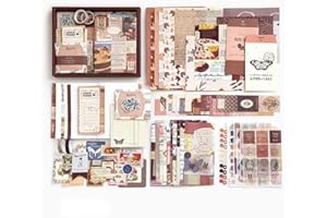 Huralona Scrapbooking Supplies Kit Aesthetic Scrapbook Kit with Scrapbook Stickers Washi Tapes Bullet Junk Journal Art Craft DIY Gift for Adult Teen (Coco)