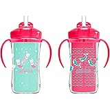 Dr. Brown’s Milestones Insulated Sippy Cup with Straw and Handles, Pink, 10oz, 2 Pack, 12m+