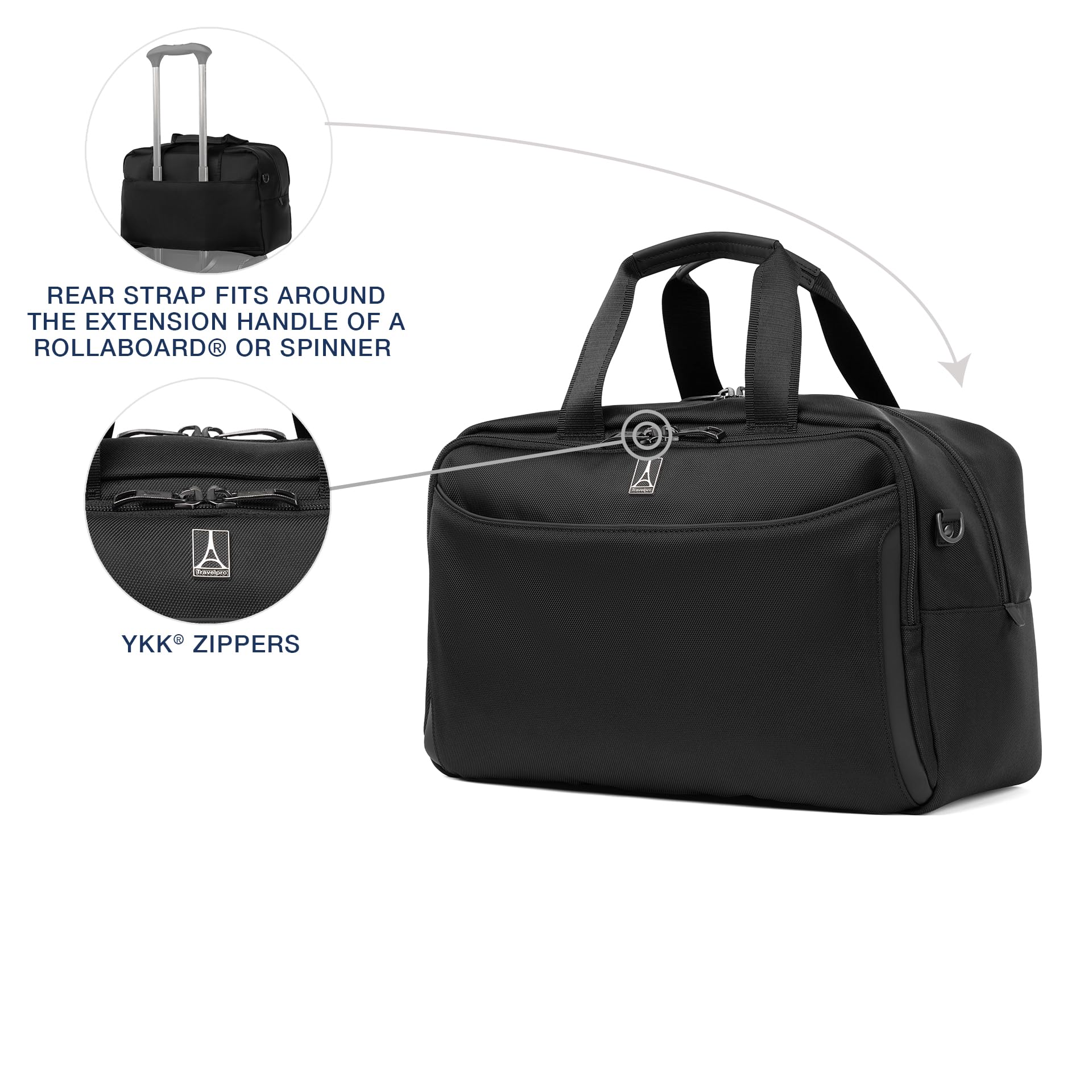 Travelpro Crew Classic Lightweight Softside Luggage, Underseat Travel Tote Bag, Men and Women, Black