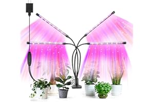 AURAZIGLI Led Grow Lights, 4 Heads Red Blue Plant Light with Clamp for Indoor Plants & Seed Starting, 10-Level Dimmable, Auto On Off, Timing 3 9 12Hrs