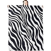 jwyta Zebra Print Flannel Blanket,Black and White Animal Stripe Throw,Minimalist Style,Lightweight Fleece Blankets for Adults,Couch,Cabin,Bed,Camping Home Decor Gifts,60x50in