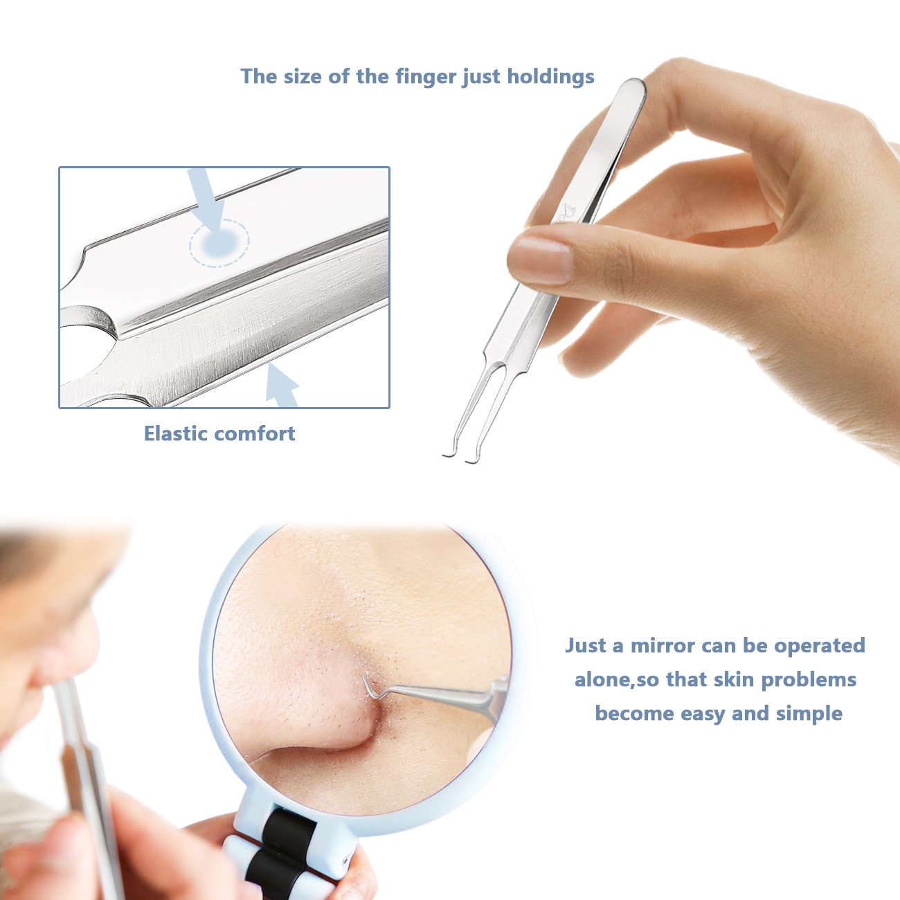 Professional Blackhead & Splinter Remover Tools Easily Cure Pimples Whiteheads Comedones Acne Zit Ingrown Hairs and Facial Impurities Surgical Stainless Steel with Alcohol Prep Pad