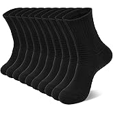 VIDACO Compression Socks Men 5 Pairs, Cotton Athletic Crew Socks Cushioned Sports Running-Arch Support Work Socks Size 8-10