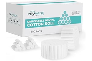 Pruvade Dental Gauze Rolls | 500 Pack | Cotton Rolls, Super Absorbent Nosebleed Plugs, 1.5” Rolled Cotton for Mouth | Comfortable and Flexible Mouth Cotton Rolls, Non-Sterile Gauze| 500 Pack